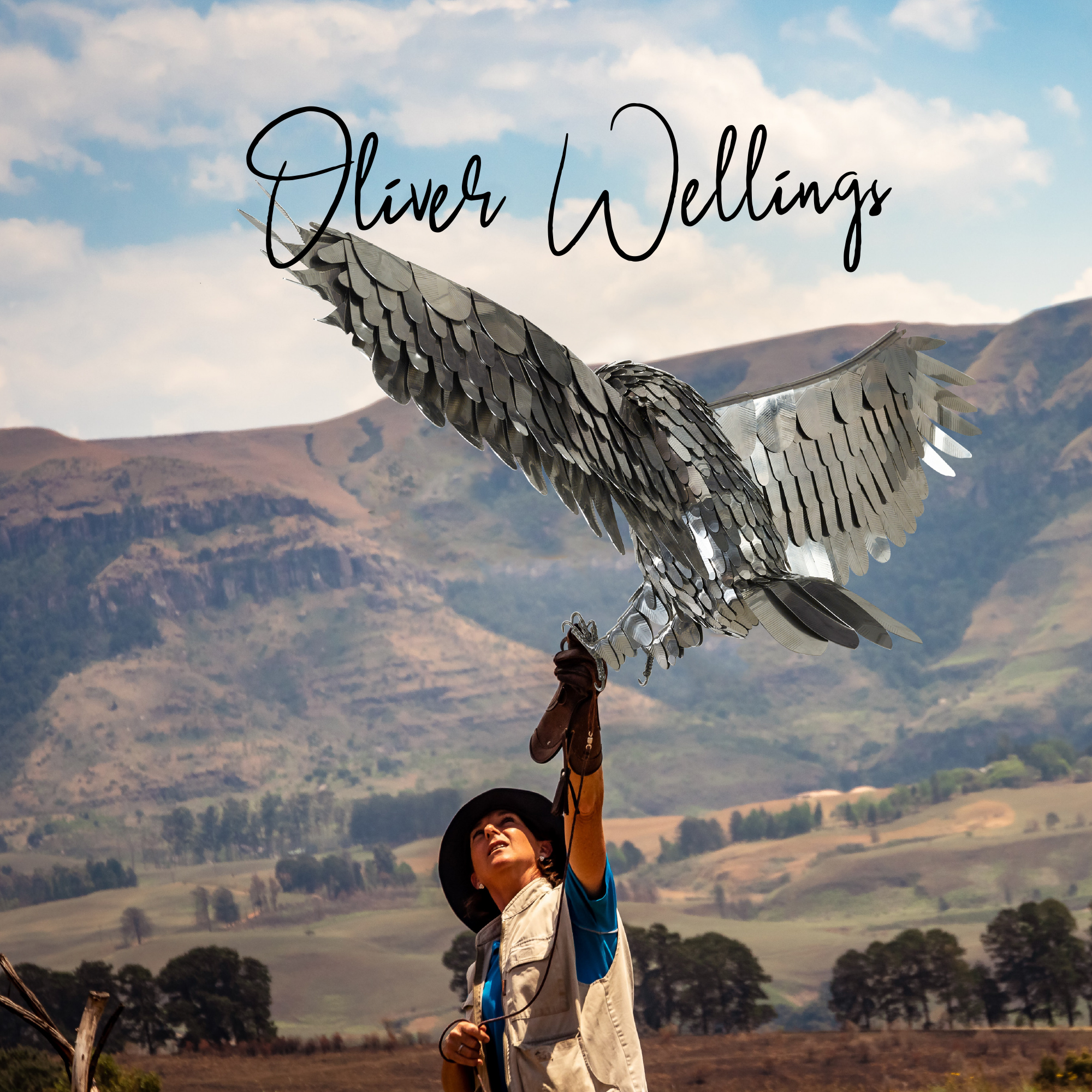 Sustainable bird sculpture Oliver Wellings Designs - creating the eagle